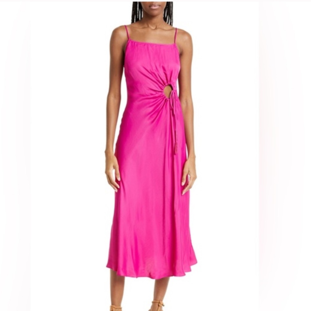 Farm Rio Pink Front Circle Cut Out MIDI Dress